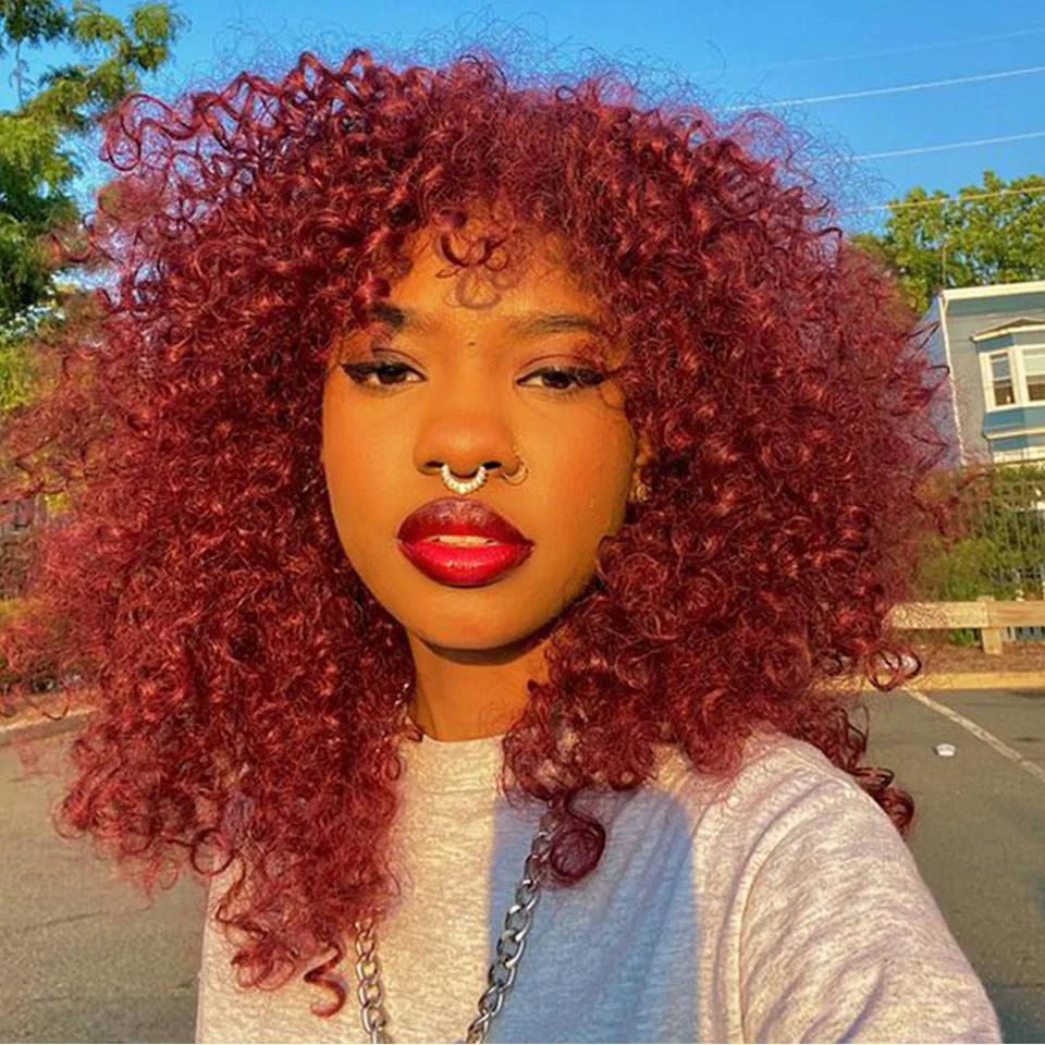 Ombre Burgundy 99J Kinky Curly Bob Wig Human Hair Wigs For Women Brazilian Jerry Curly Human Hair Wig With Bangs
Ombre Burgundy 99J Kinky Curly Bob Wig Human Hair Wigs For Women Brazilian Jerry Curly Human Hair Wig With Bangs