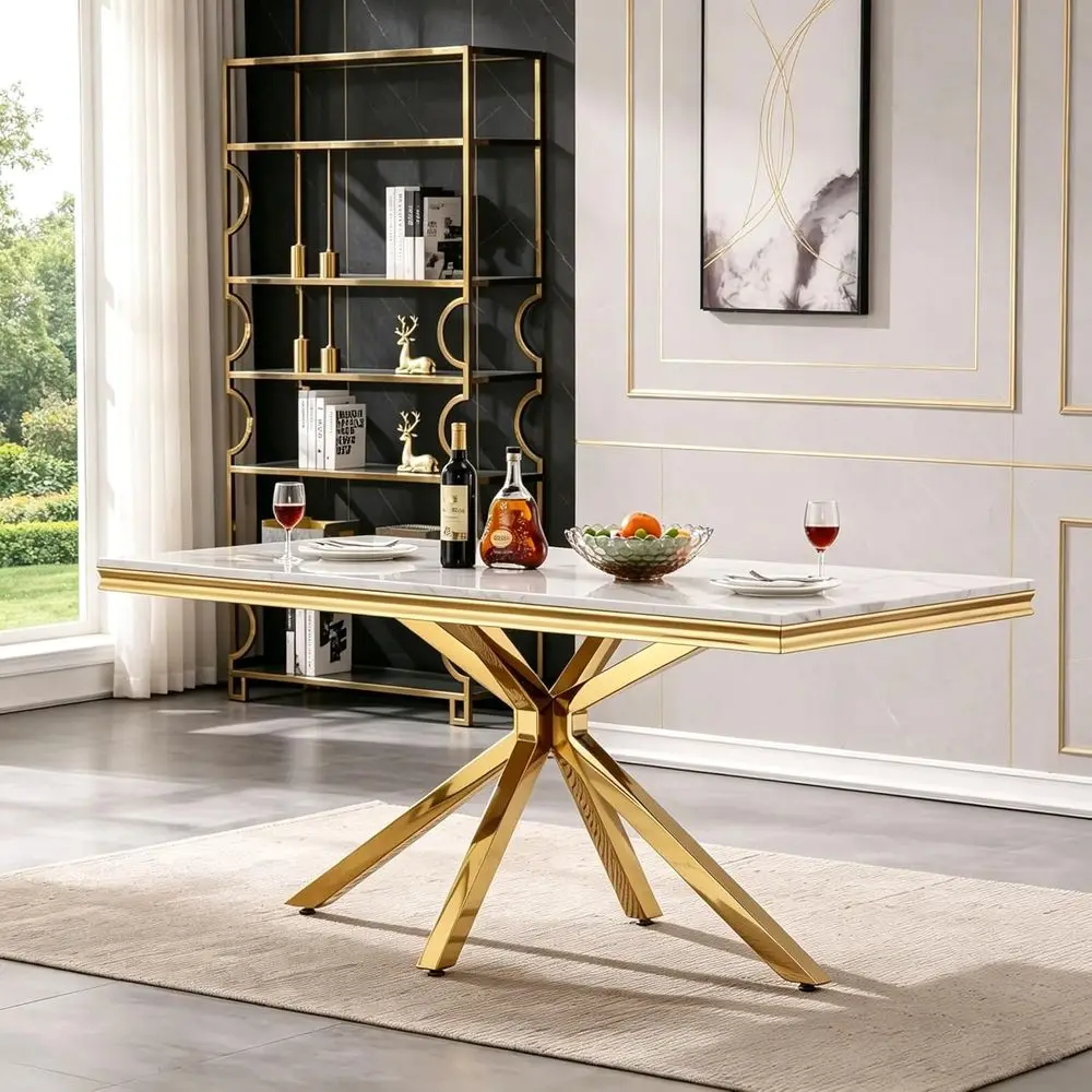 Contemporary 68 Marble Kitchen Table with X-Shape Stainless Steel Legs for Large Dining Rooms
Contemporary 68 Marble Kitchen Table with X-Shape Stainless Steel Legs for Large Dining Rooms