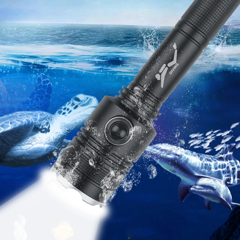 Waterproof IPX8 Underwater LED Flashlight Professional Diving Light 1500LM Diving Super Brightnes Tactical Scuba Diving Lantern
Waterproof IPX8 Underwater LED Flashlight Professional Diving Light 1500LM Diving Super Brightnes Tactical Scuba Diving Lantern