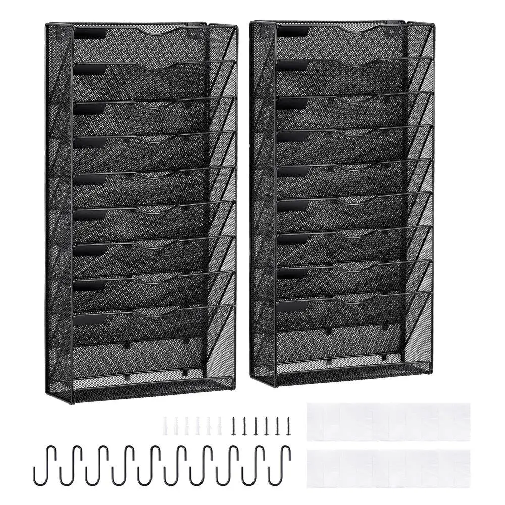 Mesh Wall File Rack 2 Piece 10 Pocket Metal Document Organizer Wall Mounted for office Home School
Mesh Wall File Rack 2 Piece 10 Pocket Metal Document Organizer Wall Mounted for office Home School