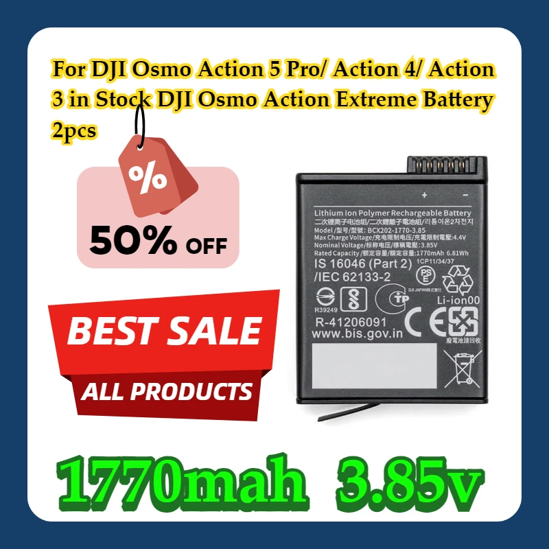 For DJI Osmo Action 5 Pro/ 4/ 3 in Stock DJI Osmo Action Extreme Battery 2pcs 
For DJI Osmo Action 5 Pro/ 4/ 3 in Stock DJI Osmo Action Extreme Battery 2pcs