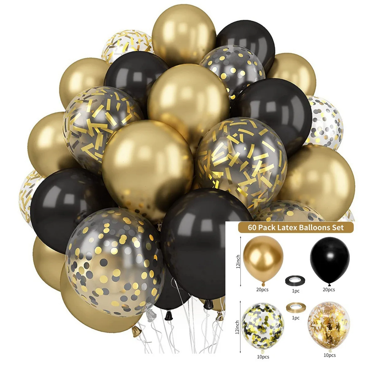 Colorful Balloons for New Year's Eve Balloon Party Decoration 60Pcs Set 12inch Thickened Colorful Sequins for Holiday Parties and Birthdays
Colorful Balloons for New Year's Eve Balloon Party Decoration 60Pcs Set 12inch Thickened Colorful Sequins for Holiday Parties and Birthdays
