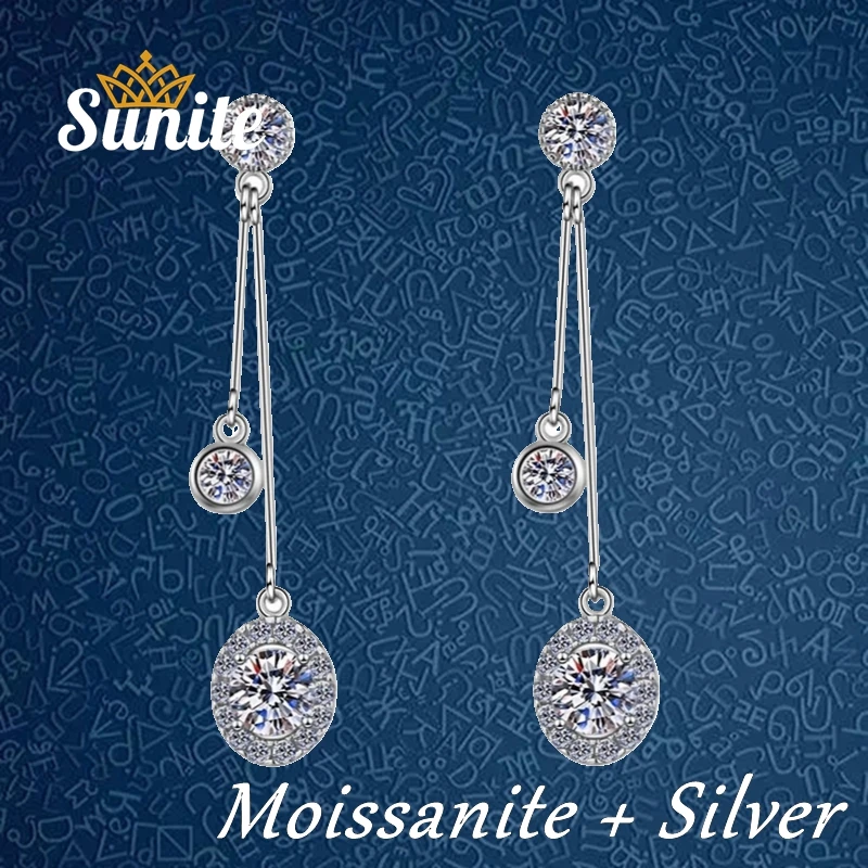 Sunite 1.0ct Moissanite Long Drop Earrings For Women Brilliant Lab Diamond 925 Sterling Silver Brides Bridesmaid Engagement Gift
Sunite 1.0ct Moissanite Long Drop Earrings For Women Brilliant Lab Diamond 925 Sterling Silver Brides Bridesmaid Engagement Gift