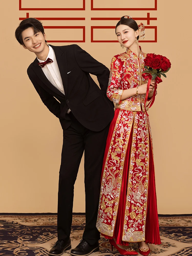 New 2025 Dragon And Phoenix Gown Heavy Embroidery Wedding Dr Slim Fit ort plus Size Five Fortunes Marriage Ceremony Dr
New 2025 Dragon And Phoenix Gown Heavy Embroidery Wedding Dr Slim Fit ort plus Size Five Fortunes Marriage Ceremony Dr