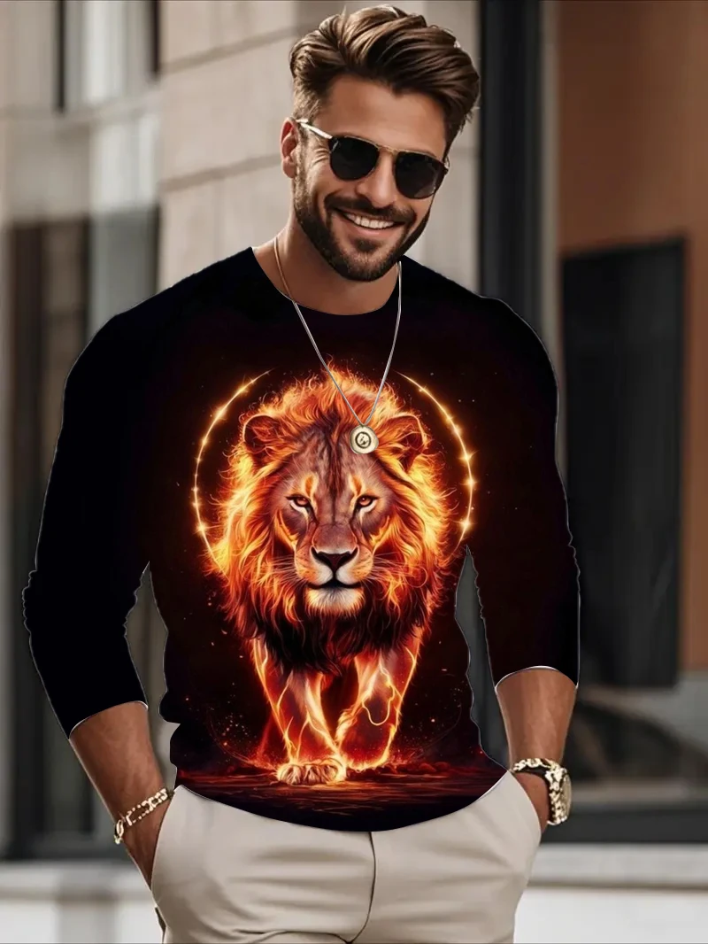 Funny 3D Lion Print Men's T Shirt Fashion Cotton Long Sleeve T-shirt Hip Hop Trend Streetwear Autumn Fashion Loose Pullover Tops
Funny 3D Lion Print Men's T Shirt Fashion Cotton Long Sleeve T-shirt Hip Hop Trend Streetwear Autumn Fashion Loose Pullover Tops