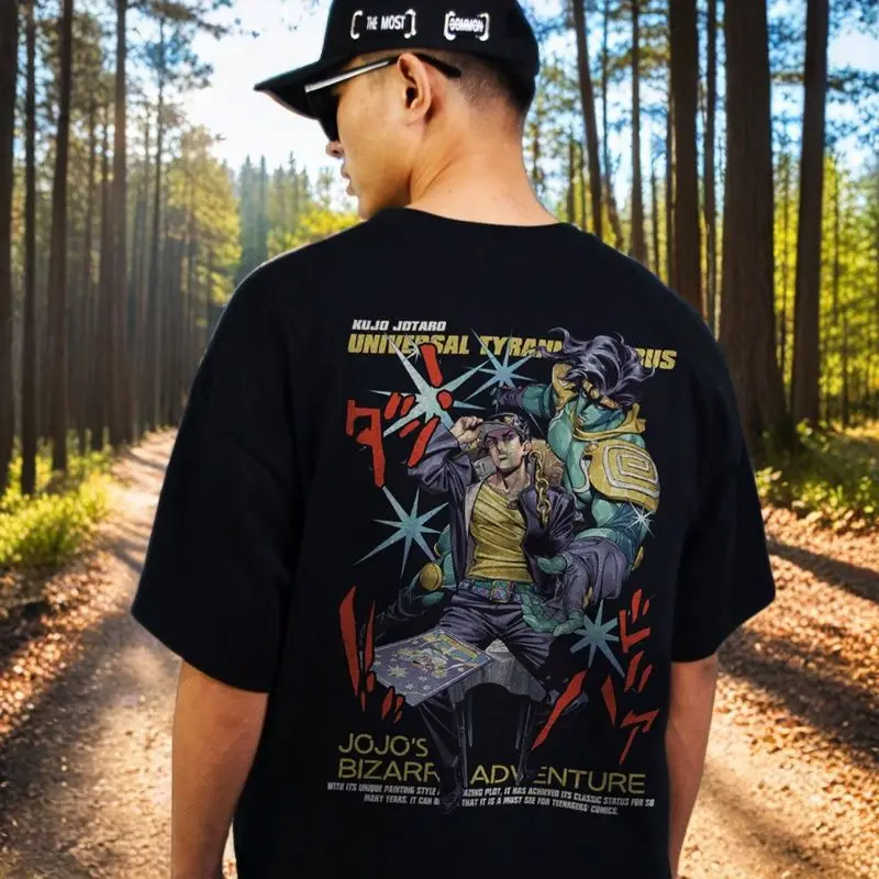 Jojo's Bizarre Adventure Anime T-shirt for Men Kujo Jotaro Star Platinum 2026 Summer Cotton Streetwear Casual Graphic Print
Jojo's Bizarre Adventure Anime T-shirt for Men Kujo Jotaro Star Platinum 2026 Summer Cotton Streetwear Casual Graphic Print