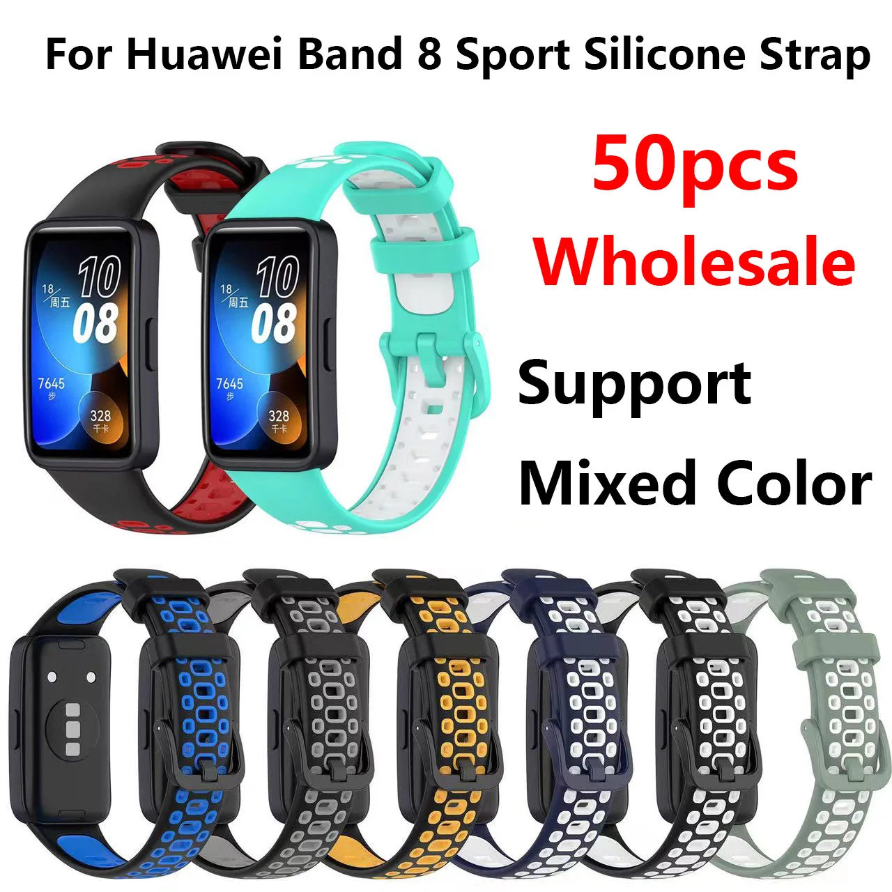 50pcs Two-tone Sport Silicone Strap For Huawei Band 8 Smart Watch Replacement Wristband Bracelet For Huawei Band 8 Watch Band
50pcs Two-tone Sport Silicone Strap For Huawei Band 8 Smart Watch Replacement Wristband Bracelet For Huawei Band 8 Watch Band