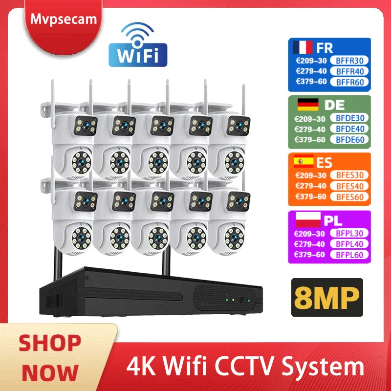 4K 8MP WIFI Cameras Wireless NVR Kit Outdoor HD Video Surveillance System PTZ Security IP Camera Auto Tracking Night Vision CCTV
4K 8MP WIFI Cameras Wireless NVR Kit Outdoor HD Video Surveillance System PTZ Security IP Camera Auto Tracking Night Vision CCTV