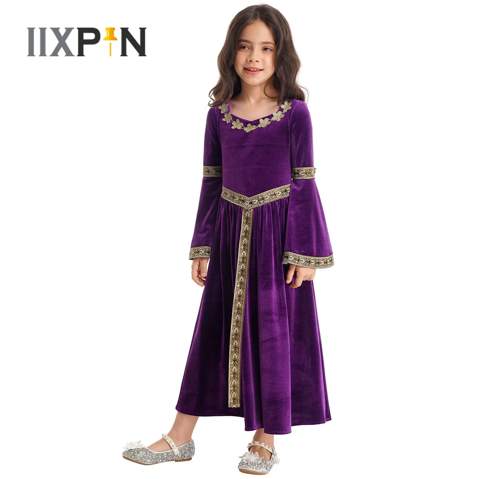 Kids Girls Medieval Princess Dress Retro Velvet Flare Sleeve Dress Halloween Rave Party Cosplay Dance Performance Gown Costumes
Kids Girls Medieval Princess Dress Retro Velvet Flare Sleeve Dress Halloween Rave Party Cosplay Dance Performance Gown Costumes