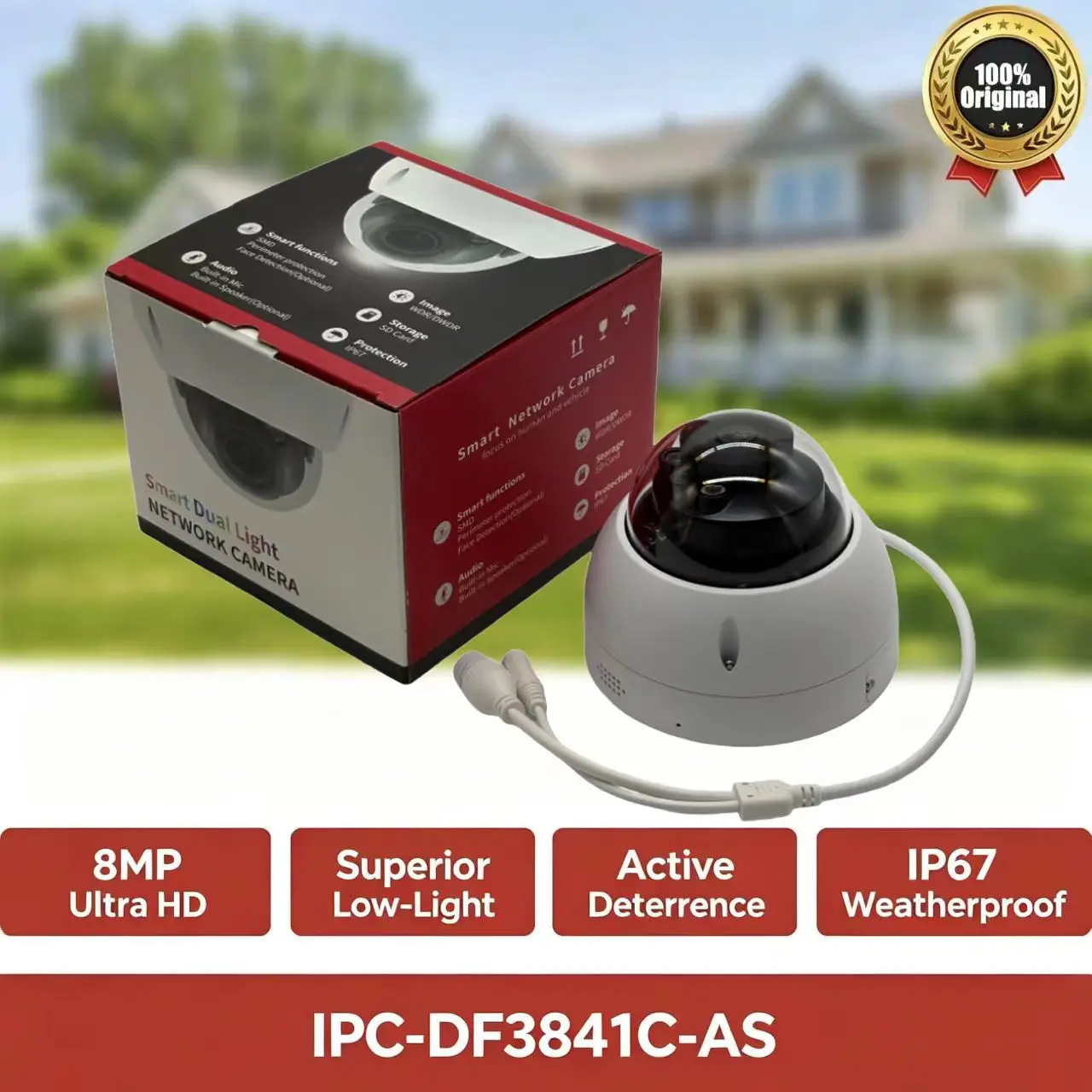 IPC-DF3841C-AS 8MP AI Dome Security Camera Red Blue Siren IP67 IK10 Outdoor CCTV Dahua Neutral
IPC-DF3841C-AS 8MP AI Dome Security Camera Red Blue Siren IP67 IK10 Outdoor CCTV Dahua Neutral