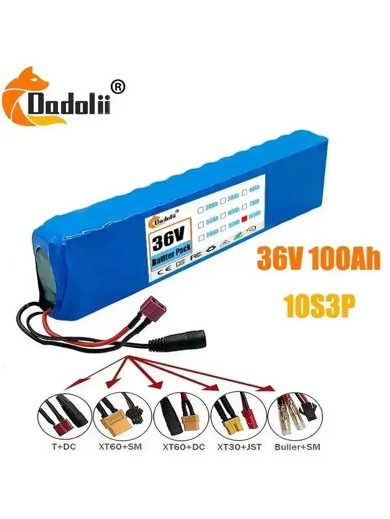 High Capacity 36V 100Ah 10S3P 18650 Rechargeable Lithium Battery Pack with BMS for 1000W Power Modified Electric Bicycle Scooter
High Capacity 36V 100Ah 10S3P 18650 Rechargeable Lithium Battery Pack with BMS for 1000W Power Modified Electric Bicycle Scooter