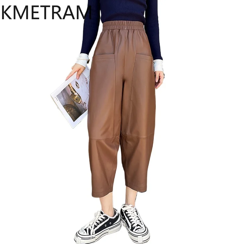 100% Top Layer of Sheepskin Women Pants High Waisted Cropped Pants Genuine Leather Harem Trousers Woman 2025 Autumn Clothes 바지
100% Top Layer of Sheepskin Women Pants High Waisted Cropped Pants Genuine Leather Harem Trousers Woman 2025 Autumn Clothes 바지