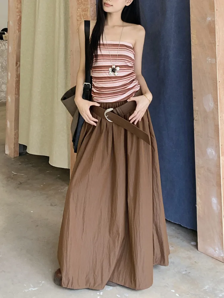 Летнее сексуальное длинное платье трапециевидной формы без бретелек, женские повседневные полосатые платья без рукавов, Vestidos Para Mujer
Летнее сексуальное длинное платье трапециевидной формы без бретелек, женские повседневные полосатые платья без рукавов, Vestidos Para Mujer