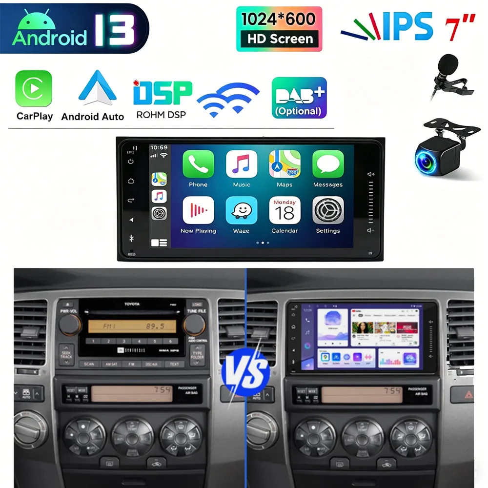 7inch Car Touch Stereo Radio 2+32GB Android 13 with Carplay WiFi GPS Bluetooth AHD Backup Camera For Toyota 4Runner 2003-2009 Auto Parts
7inch Car Touch Stereo Radio 2+32GB Android 13 with Carplay WiFi GPS Bluetooth AHD Backup Camera For Toyota 4Runner 2003-2009 Auto Parts