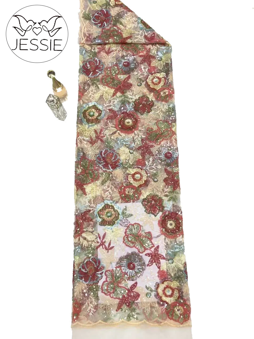 Jessie Gorgeous Shining Multi Color African Sequins Lace Fabric With French Embroidery Lace Fabric Tulle Lace For Wedding dress
Jessie Gorgeous Shining Multi Color African Sequins Lace Fabric With French Embroidery Lace Fabric Tulle Lace For Wedding dress