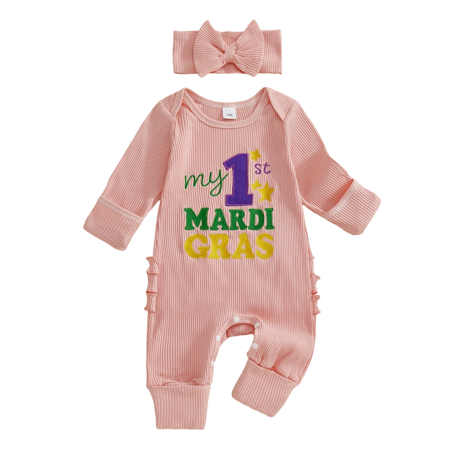 Newborn Baby Girl Spring Outfit Star Letter Embroidered Long Sleeve Ribbed Romper and Bow Headband 2 Piece Set
Newborn Baby Girl Spring Outfit Star Letter Embroidered Long Sleeve Ribbed Romper and Bow Headband 2 Piece Set