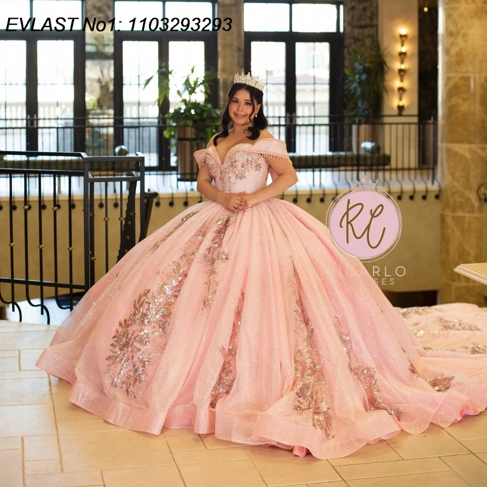 EVLAST Customized Glitter Blush Sequins Ball Gown Quinceanera Dress Applique Beading Corset Sweet 16 Vestidos De 15 Anos E1Q903
EVLAST Customized Glitter Blush Sequins Ball Gown Quinceanera Dress Applique Beading Corset Sweet 16 Vestidos De 15 Anos E1Q903
