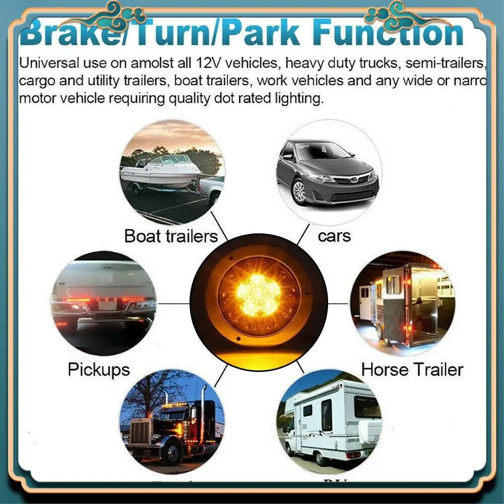 A54P-2X 4 Inch 16 LED Round Truck Trailer RV Brake Stop Turn Tail Signal Light Red Amber Chrome Waterproof 12-24V
A54P-2X 4 Inch 16 LED Round Truck Trailer RV Brake Stop Turn Tail Signal Light Red Amber Chrome Waterproof 12-24V