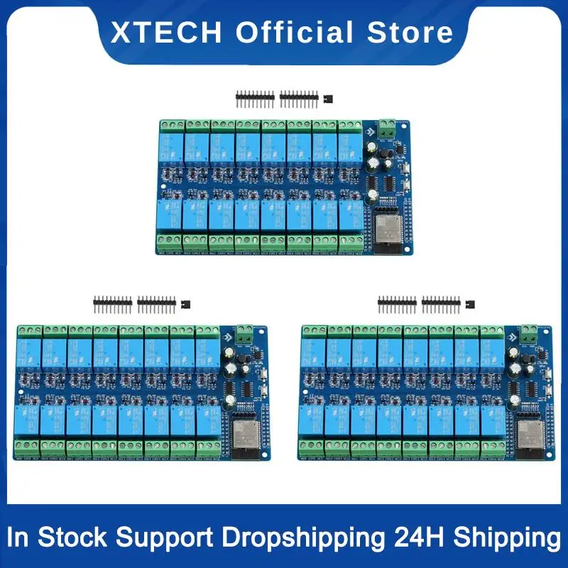 XTECH 3X 16-канальный релейный модуль DC5-12V Источник питания ESP32 Макетная плата ESP32-WROOM Вторичный модуль разработки
XTECH 3X 16-канальный релейный модуль DC5-12V Источник питания ESP32 Макетная плата ESP32-WROOM Вторичный модуль разработки