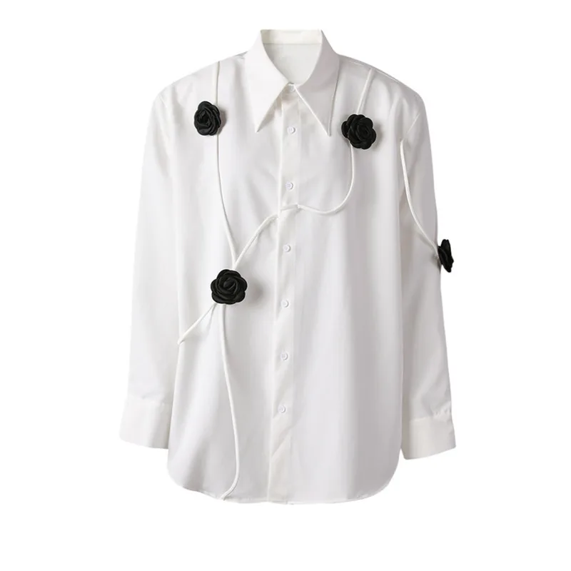 HUISONG Women White 3D Flower String Big Size Top Elegant Blouse New Lapel Long Sleeve Shirt Fashion Tide Spring Autumn 2025
HUISONG Women White 3D Flower String Big Size Top Elegant Blouse New Lapel Long Sleeve Shirt Fashion Tide Spring Autumn 2025