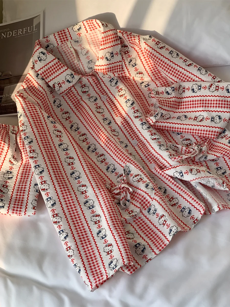 Hello Kitty Pajamas Set Women 2-Piece Red Flannel Sleepwear Long Sleeve Loungewear Cute Cartoon Print Pants Nightwear Cozy
Hello Kitty Pajamas Set Women 2-Piece Red Flannel Sleepwear Long Sleeve Loungewear Cute Cartoon Print Pants Nightwear Cozy