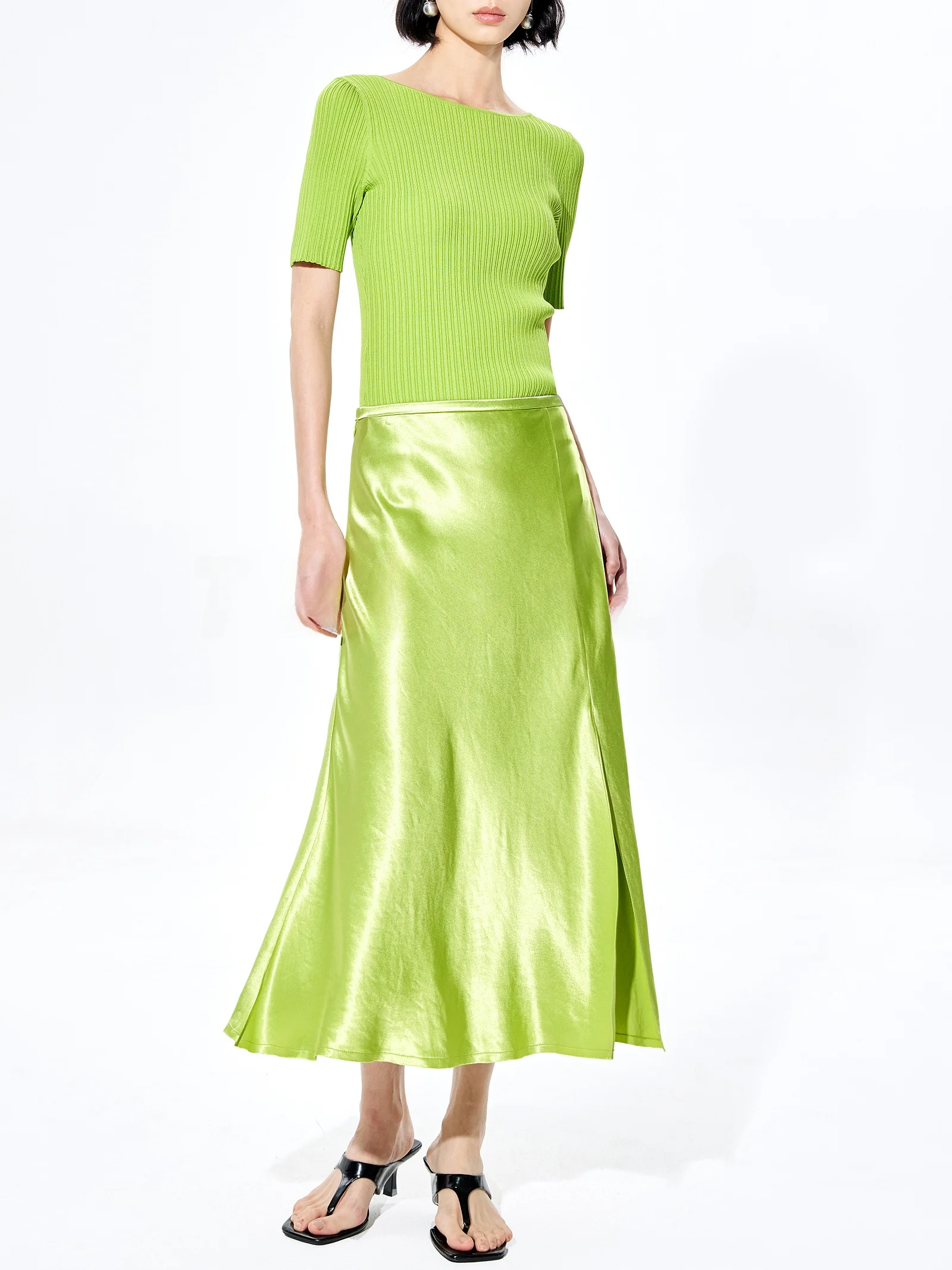 Thecelo Summer Medium Length Fi Tail Skirt with Slit Metal Satin Surface een Color Elastic Waist for Busin Commute
Thecelo Summer Medium Length Fi Tail Skirt with Slit Metal Satin Surface een Color Elastic Waist for Busin Commute