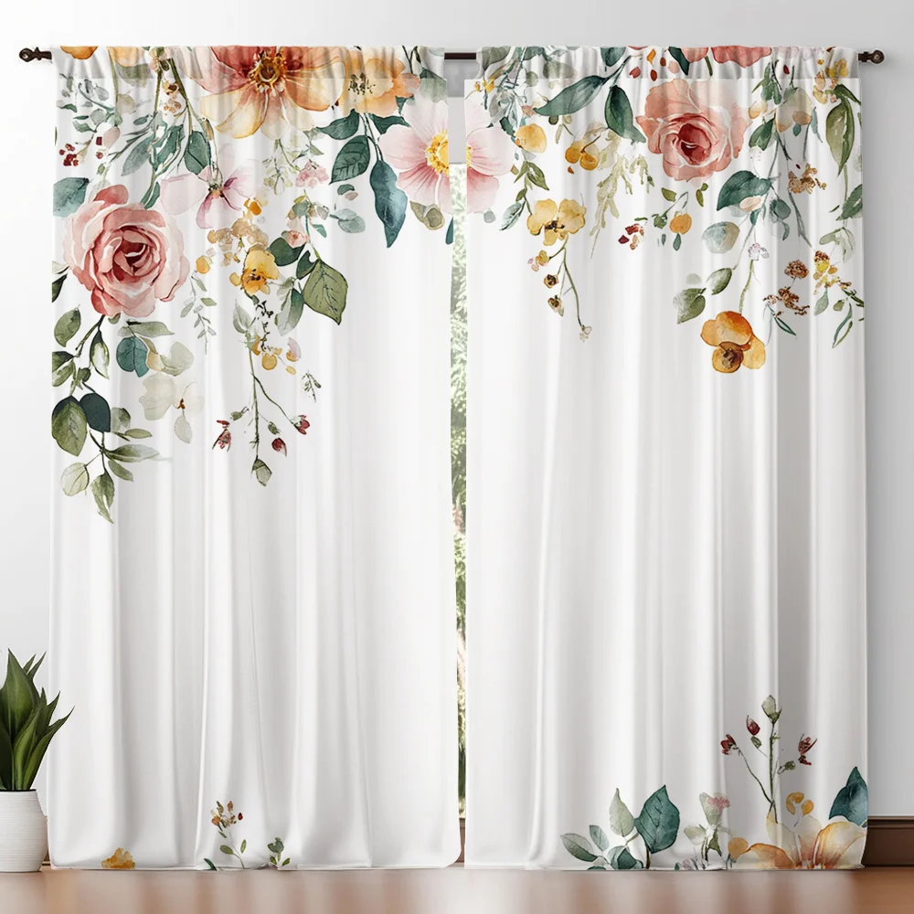 2pcs Watercolor Floral Countryside Style Fresh Printed Curtains, Modern Art Style with Rod Pocket for Home Decoration, Suitable
2pcs Watercolor Floral Countryside Style Fresh Printed Curtains, Modern Art Style with Rod Pocket for Home Decoration, Suitable