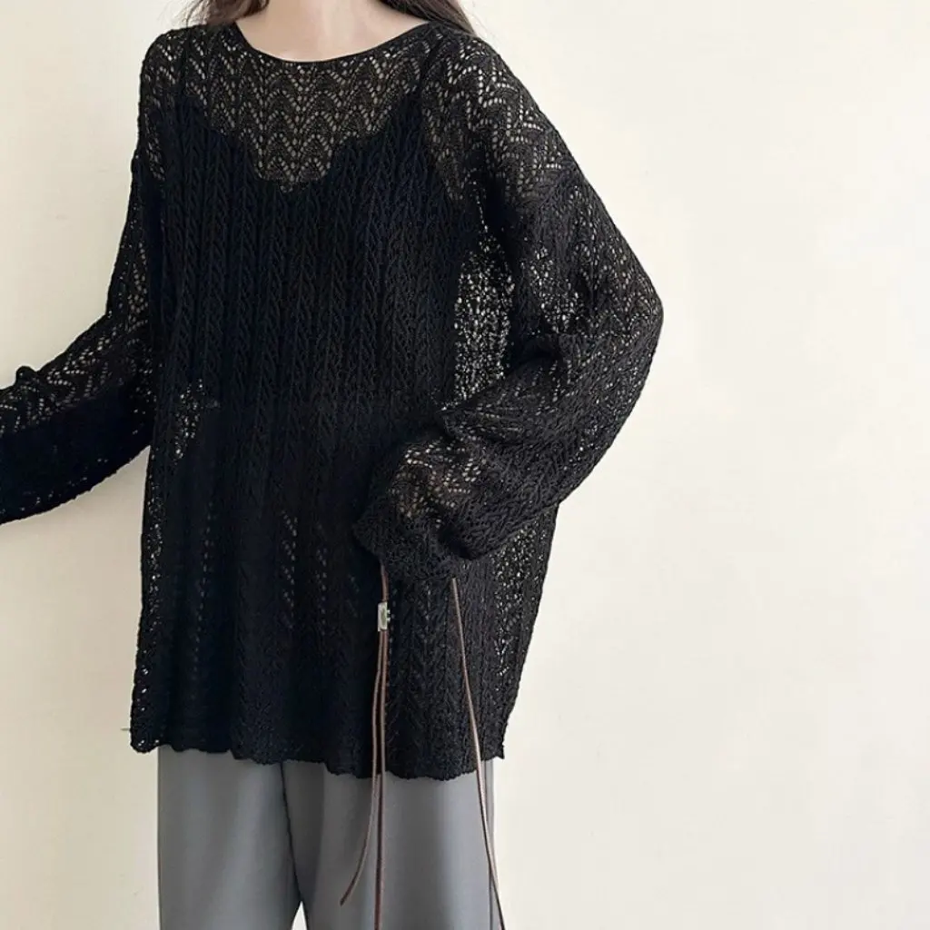 Women's Fashionable Cut out Slit Long-Sleeved Knitted Blouse Lazy Style Loose Fit Early Autumn New Clothing for Ladies
Women's Fashionable Cut out Slit Long-Sleeved Knitted Blouse Lazy Style Loose Fit Early Autumn New Clothing for Ladies