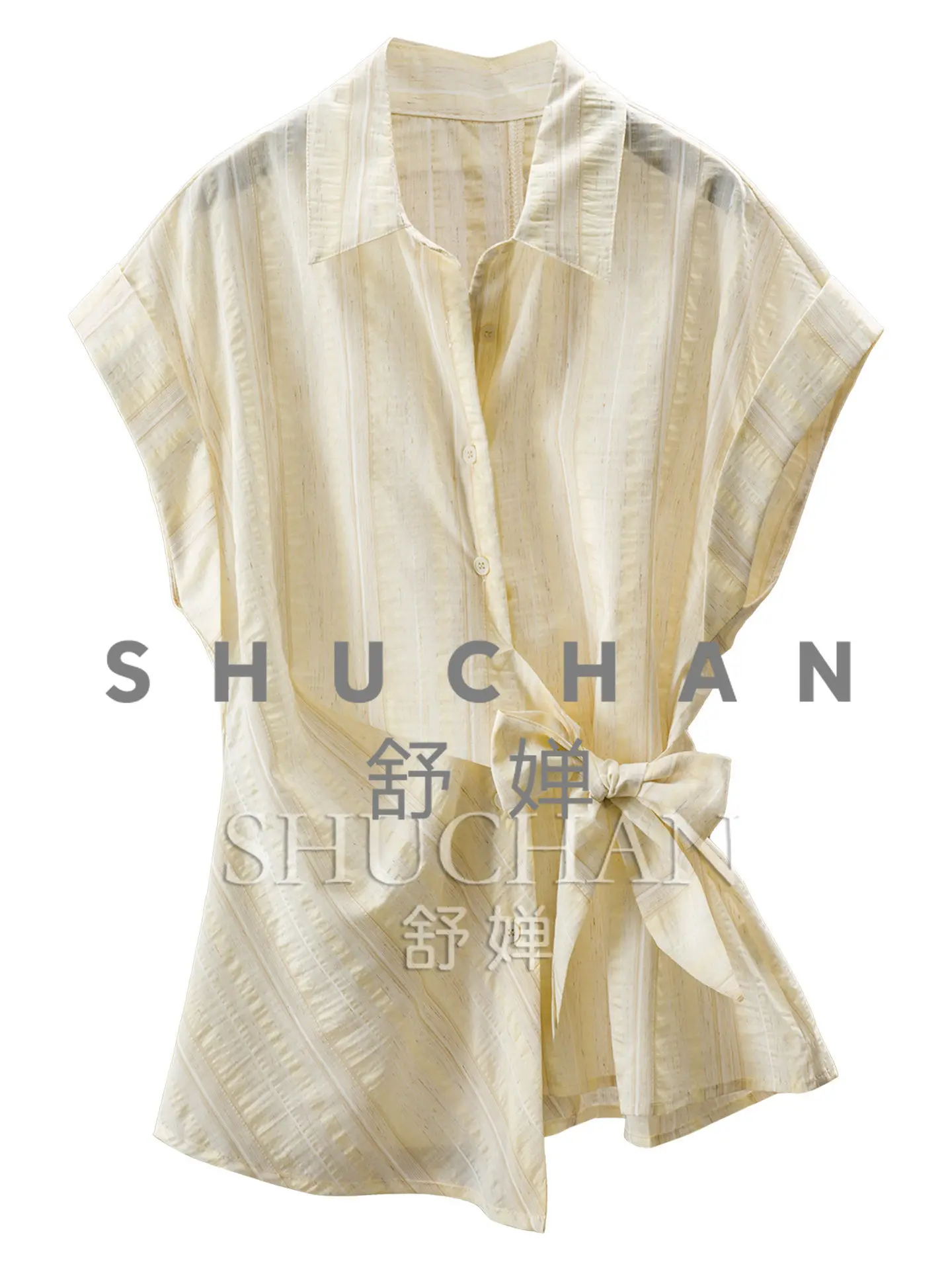 Cold Ice Blue Striped Shirt French Foreign Style Commuter Dyed Striped Strap Waist Shirt Women 57J7
Cold Ice Blue Striped Shirt French Foreign Style Commuter Dyed Striped Strap Waist Shirt Women 57J7
