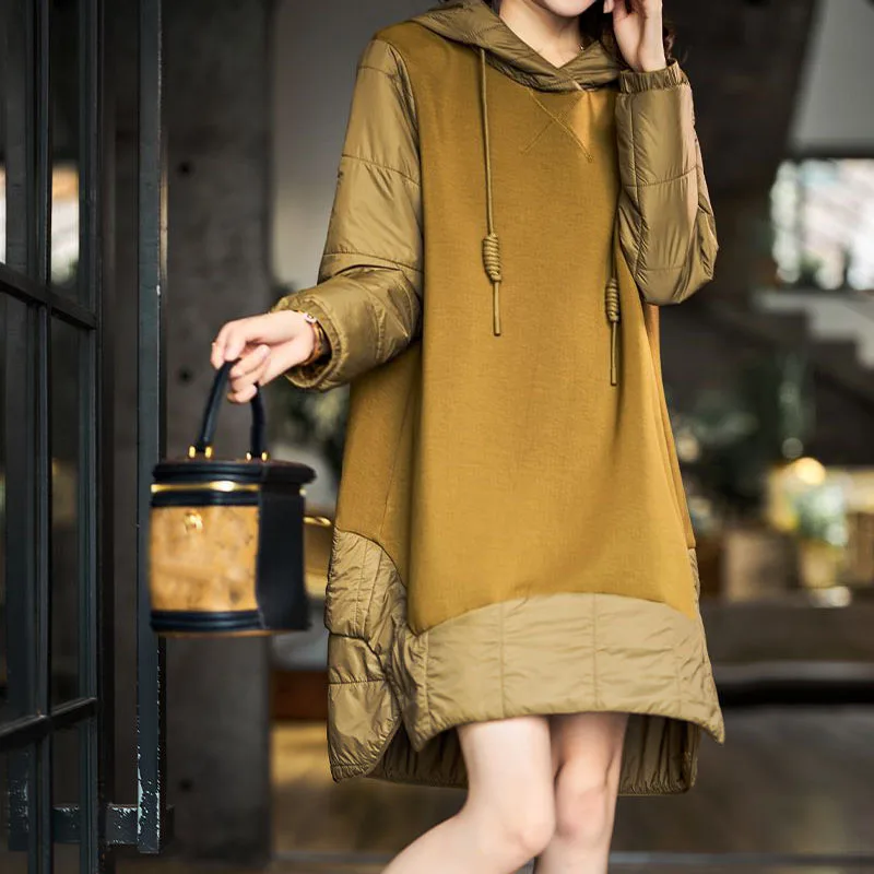 2023 New Autumn Winter Fashion Women Dress Spliced Cotton Thicken Warm Dress Casual Loose Elegant Hooded Female Mini Dress
2023 New Autumn Winter Fashion Women Dress Spliced Cotton Thicken Warm Dress Casual Loose Elegant Hooded Female Mini Dress