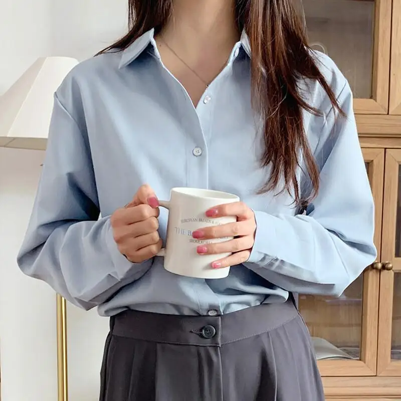 Korean Style Women Shirt Cotton Women's Work Blouse Loose Design Style Long Sleeve Polo Collar Versatile New Casual Blouse
Korean Style Women Shirt Cotton Women's Work Blouse Loose Design Style Long Sleeve Polo Collar Versatile New Casual Blouse