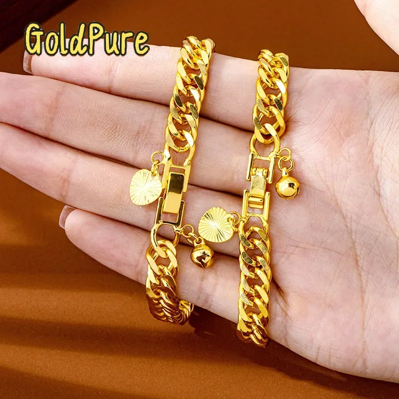 Золотой браслет-цепочка Goldpure Luxury 24K 9999 из чистого золота с застежкой-колокольчиком для женщин
Золотой браслет-цепочка Goldpure Luxury 24K 9999 из чистого золота с застежкой-колокольчиком для женщин