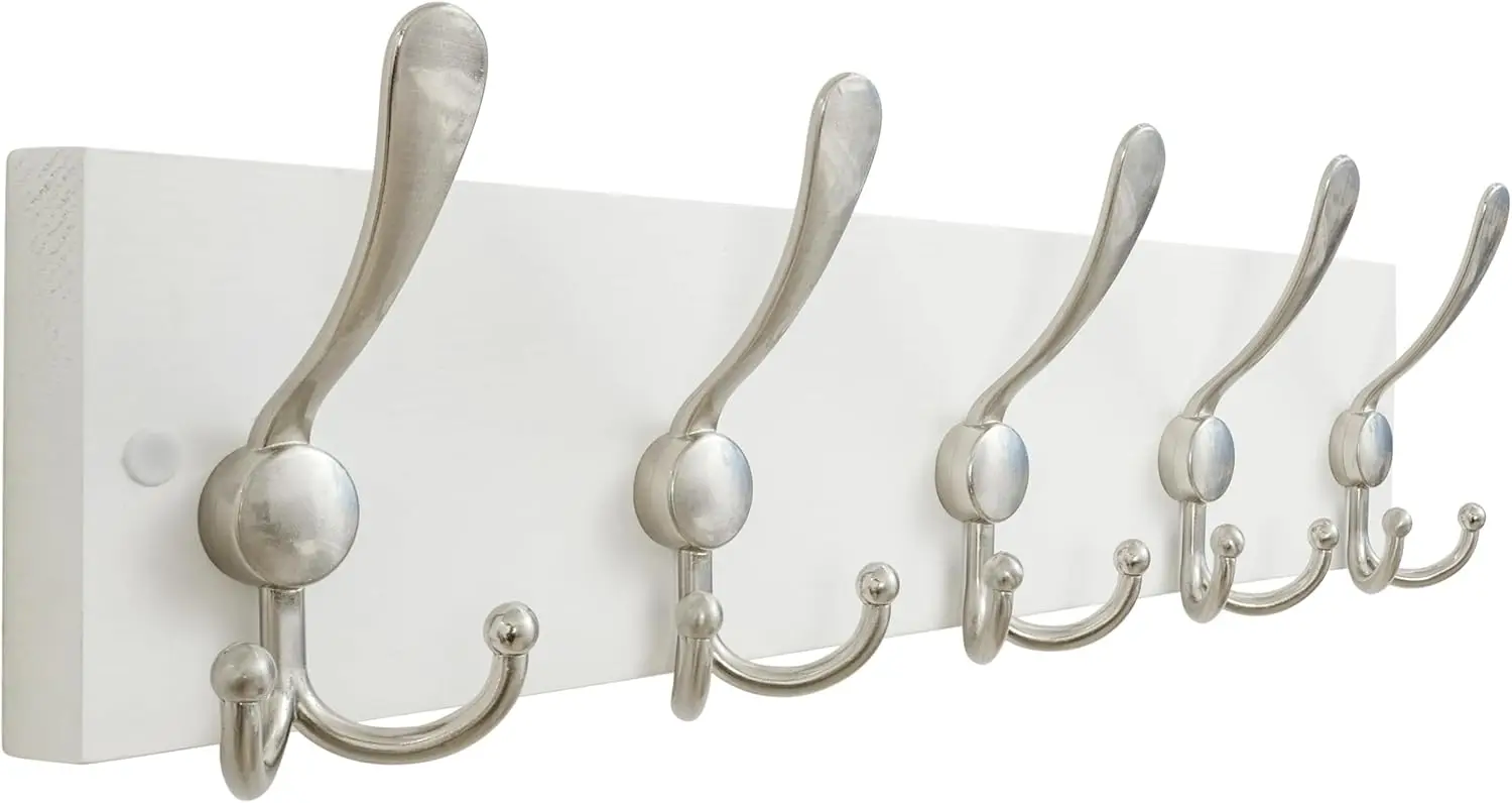 Creations White Solid Wood Wall Mounted Coat Rack, 5 Hooks, 16-7/8" Long - Kitchen, Mudroom, Entryway, Bathroom - Includ
Creations White Solid Wood Wall Mounted Coat Rack, 5 Hooks, 16-7/8" Long - Kitchen, Mudroom, Entryway, Bathroom - Includ
