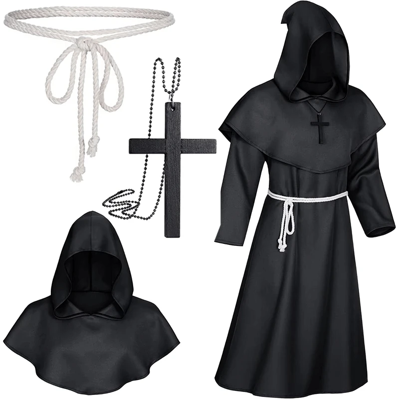 Halloween Wizard Costume Cosplay Medieval Hooded Robe Costume Monk Friar Robes Priest Costume Ancient Clothing Christian Suit
Halloween Wizard Costume Cosplay Medieval Hooded Robe Costume Monk Friar Robes Priest Costume Ancient Clothing Christian Suit