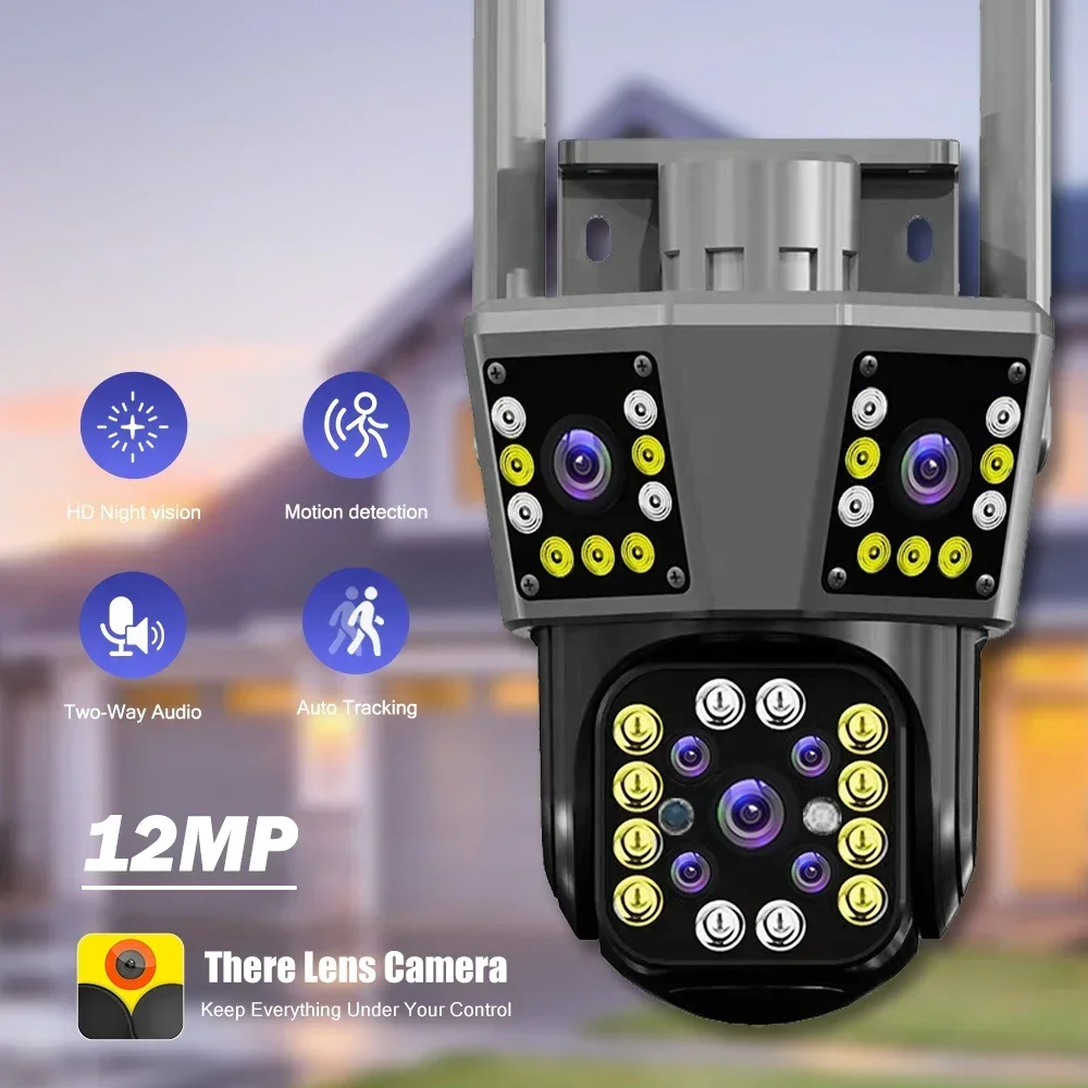 WIFI Camera 6KOutdoor Auto Tracking Intelligent Alarm Three Lens Three Screen Waterproof PTZ Video Surveillance CCTV
WIFI Camera 6KOutdoor Auto Tracking Intelligent Alarm Three Lens Three Screen Waterproof PTZ Video Surveillance CCTV