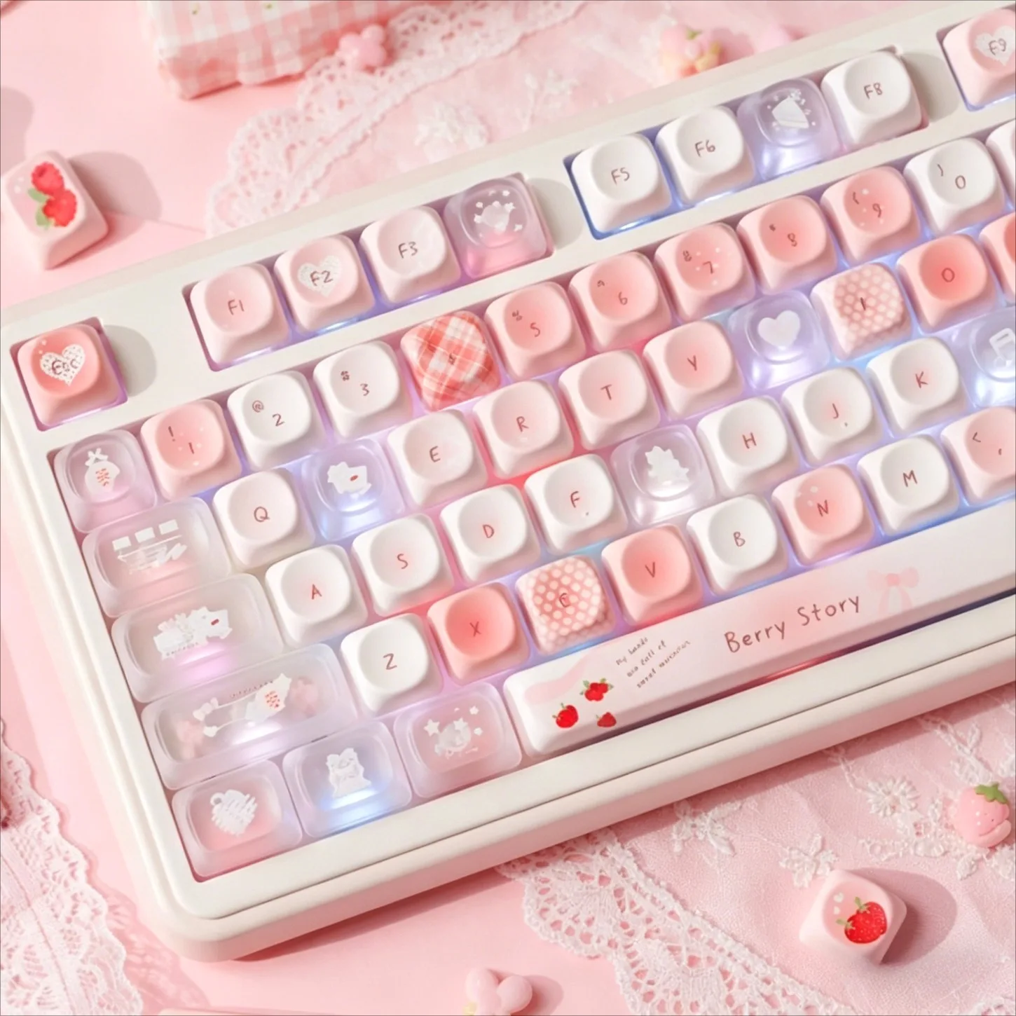 MO Profile Round Rose Pink Berry Story Keycaps 169 Keys PBT+PC Backlit Keycap Set for Magnetic Switch Mechanical Keyboard
MO Profile Round Rose Pink Berry Story Keycaps 169 Keys PBT+PC Backlit Keycap Set for Magnetic Switch Mechanical Keyboard
