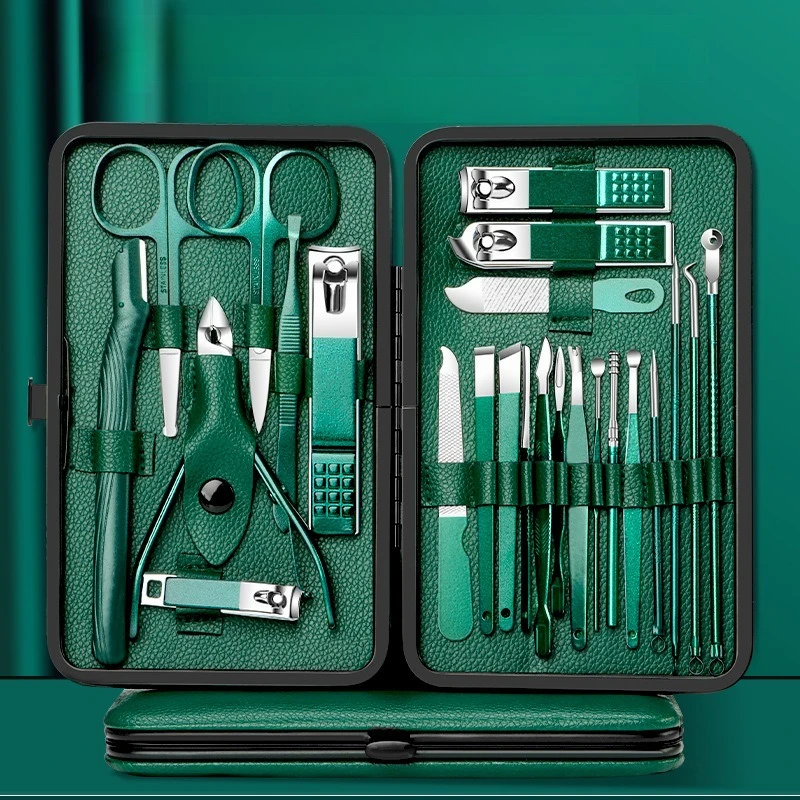 Green 7/15/24 Pcs Stainless Steel Nail Cutter and Pedicure Scissors Set Portable Manicure and Pedicure Nail Clipper Tool Set
Green 7/15/24 Pcs Stainless Steel Nail Cutter and Pedicure Scissors Set Portable Manicure and Pedicure Nail Clipper Tool Set
