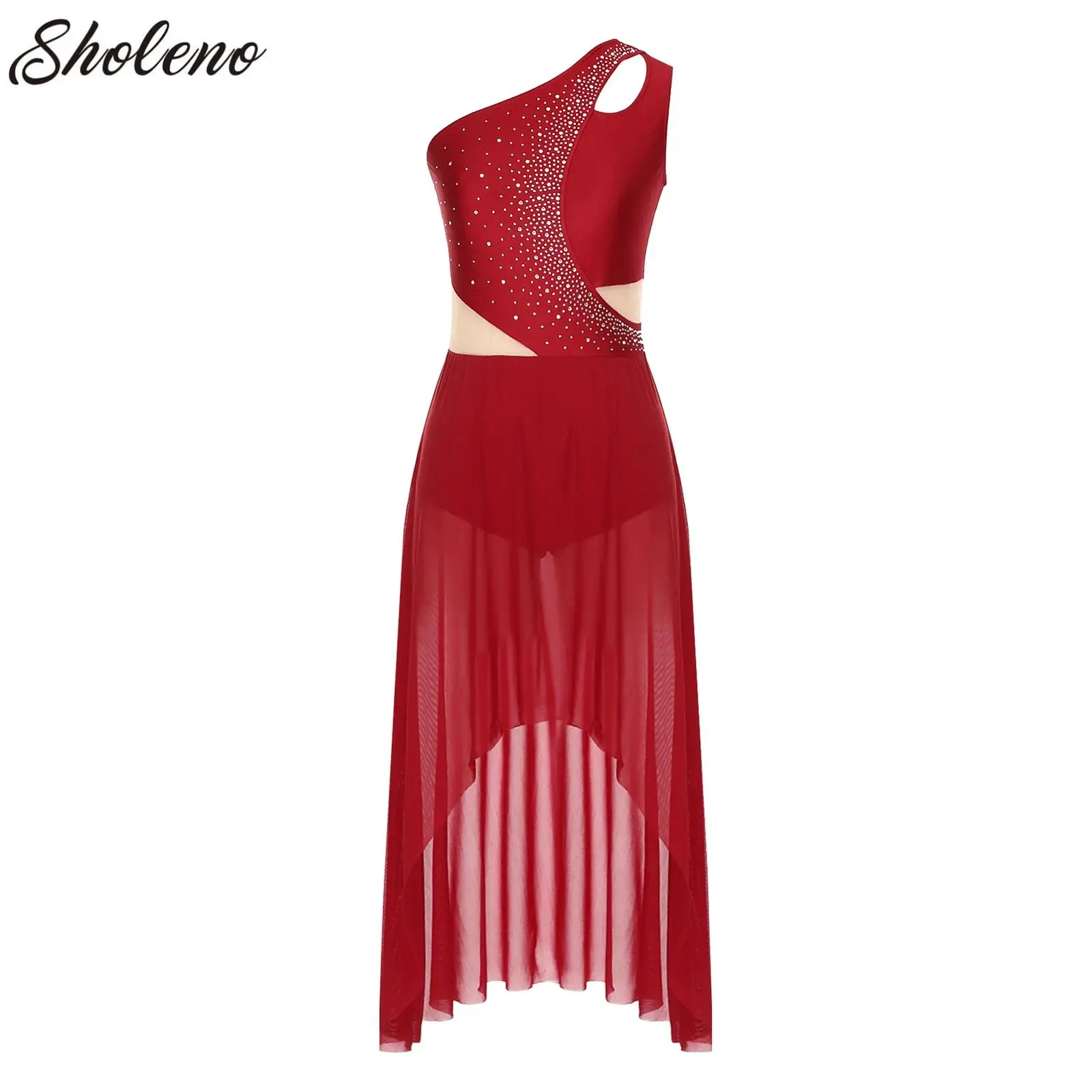 Womens One Shoulder Ballet Dance Long Dress Rhinestones Sheer Mesh Modern Leotard Contemporary Lyrical Dance Performance Costume
Womens One Shoulder Ballet Dance Long Dress Rhinestones Sheer Mesh Modern Leotard Contemporary Lyrical Dance Performance Costume