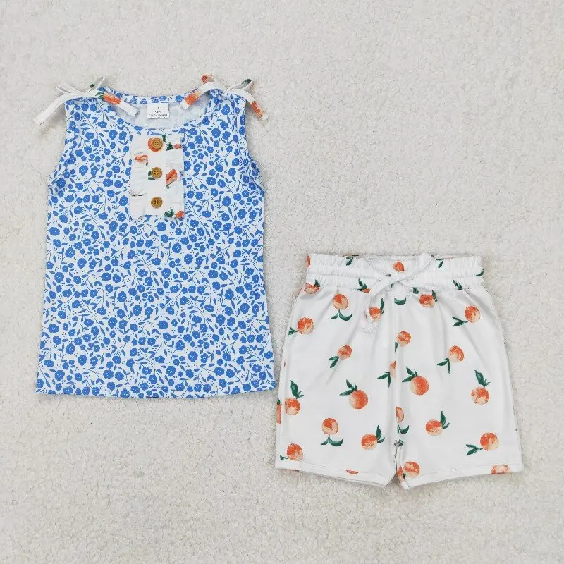 X12.18 GSSO2355 Summer Baby Girl Outfit Blue Floral Print Button Sleeveless Peach Shorts Set
X12.18 GSSO2355 Summer Baby Girl Outfit Blue Floral Print Button Sleeveless Peach Shorts Set
