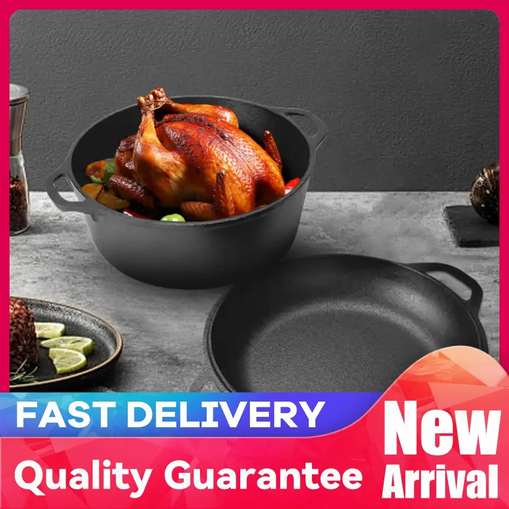 2 in 1 Cast Iron Dutch Oven Pot with Skillet Lid Skillet Cookware Pan Set with Dual Handles for Camping BBQ
2 in 1 Cast Iron Dutch Oven Pot with Skillet Lid Skillet Cookware Pan Set with Dual Handles for Camping BBQ