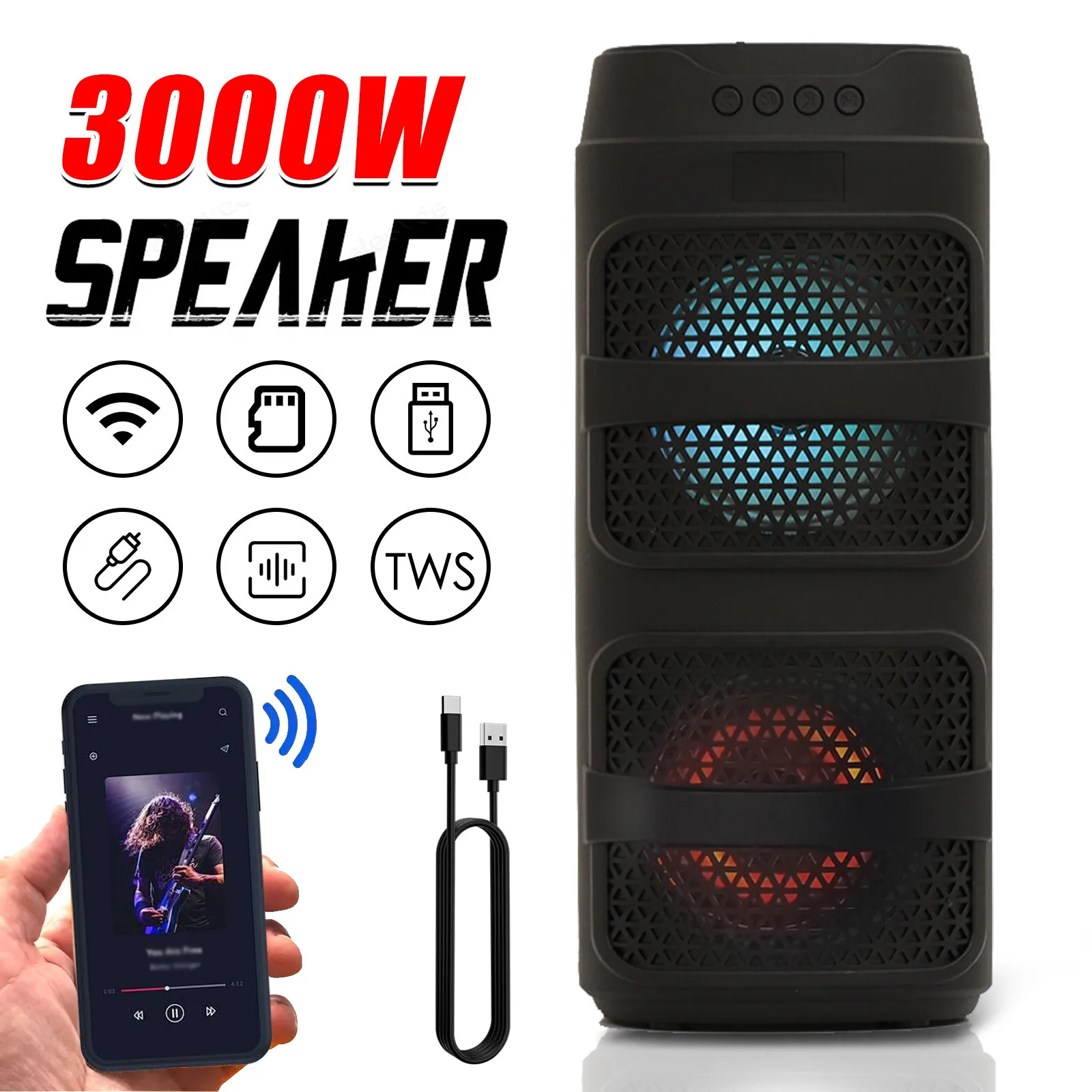 3000W Portable Bluetooth Speaker Subwoofer Heavy Bass Stereo Sound System Party
3000W Portable Bluetooth Speaker Subwoofer Heavy Bass Stereo Sound System Party