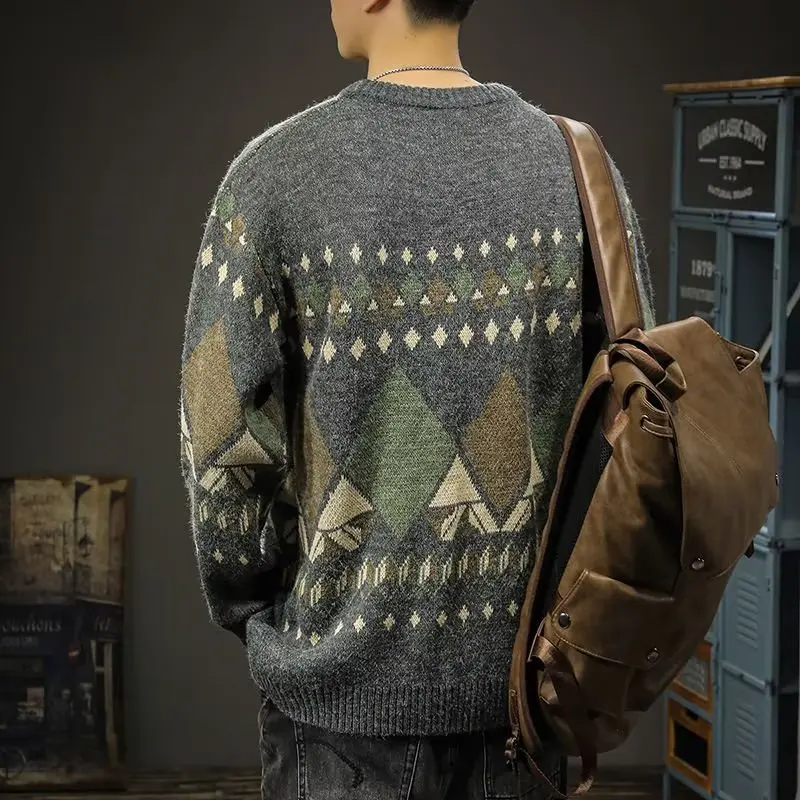 Retro Diamond Pattern Knitted Sweater Men's Thiened Warm Base Layer irt Faionable Autumn Winter Polyester Fiber Long Sl...
Retro Diamond Pattern Knitted Sweater Men's Thiened Warm Base Layer irt Faionable Autumn Winter Polyester Fiber Long Sl...