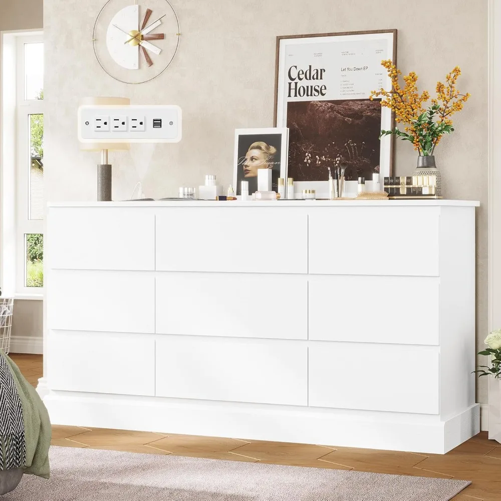 Bedroom Dresser with 9 Drawers, 61.4" Wide Dresser Chest of Drawers, Long Dresser TV Stand , Sturdy Storage Cabinet
Bedroom Dresser with 9 Drawers, 61.4" Wide Dresser Chest of Drawers, Long Dresser TV Stand , Sturdy Storage Cabinet
