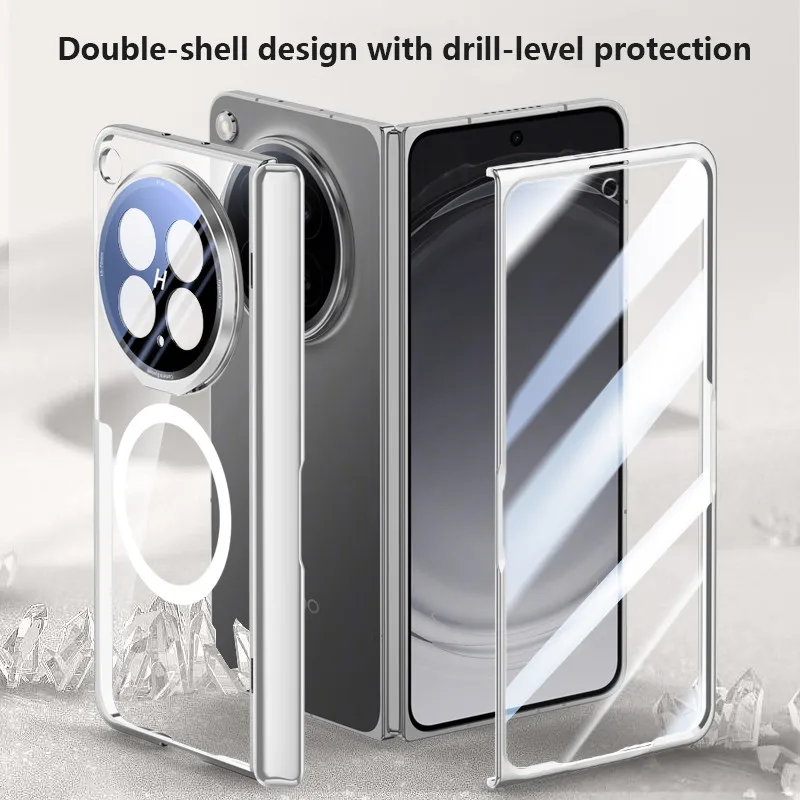 Electroplated Transparent Case For OPPO Find N6 FindN6 5G Magnetic Hinge Alloy Lens Holder Protective Cover With Tempered Film
Electroplated Transparent Case For OPPO Find N6 FindN6 5G Magnetic Hinge Alloy Lens Holder Protective Cover With Tempered Film