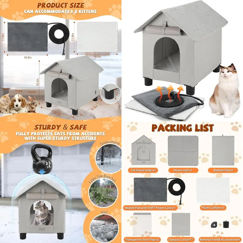 Изолированный уличный кошачий домик с водонепроницаемым обогревателем для ферльных кошек, идеально подходит для холодной погоды
Изолированный уличный кошачий домик с водонепроницаемым обогревателем для ферльных кошек, идеально подходит для холодной погоды