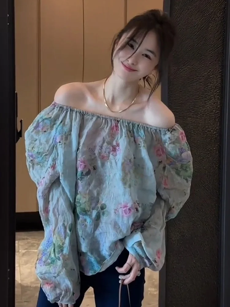 Spring 2025 New Style Women's Floral Print One-Shoulder Shirt Loose Fit Commute Fashion Korean Version Long Sleeve Button up
Spring 2025 New Style Women's Floral Print One-Shoulder Shirt Loose Fit Commute Fashion Korean Version Long Sleeve Button up