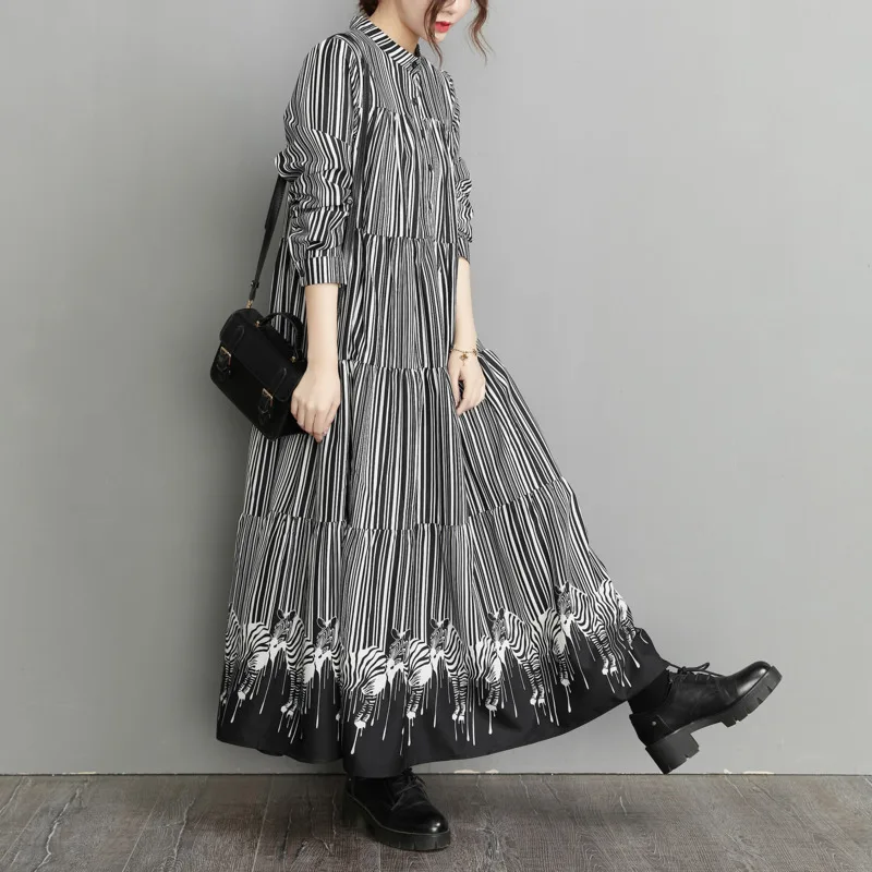 #3217 Spring2023 Striped Long Shirt Dress Women Stand Collar Loose A-line Dresses Ladies Casual Vintage Dress Female Long Sleeve
#3217 Spring2023 Striped Long Shirt Dress Women Stand Collar Loose A-line Dresses Ladies Casual Vintage Dress Female Long Sleeve