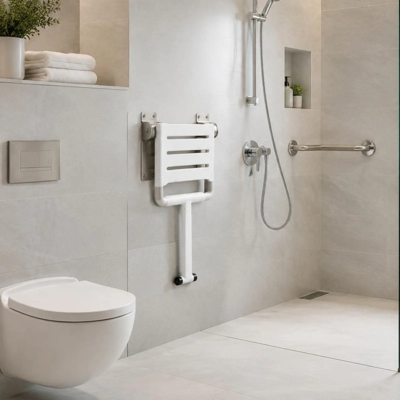Wall Mounted Shower Seat Anti-Slip Folding Shower Seat Bathroom Aid Space Saving Stable for Disabled People
Wall Mounted Shower Seat Anti-Slip Folding Shower Seat Bathroom Aid Space Saving Stable for Disabled People
