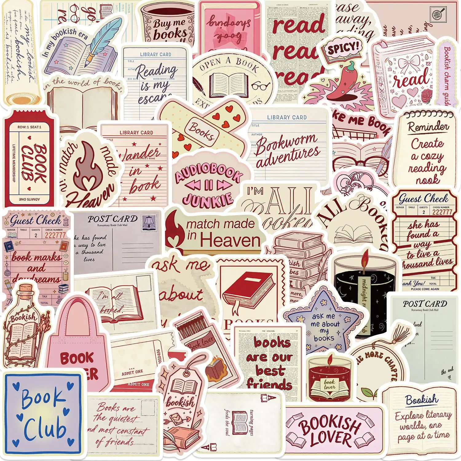 50Pcs Book Lover Phone Stickers Waterproof Decals Bookish Aesthetic for Phone Case Laptop Water Bottle Reading Stickers for DIY
50Pcs Book Lover Phone Stickers Waterproof Decals Bookish Aesthetic for Phone Case Laptop Water Bottle Reading Stickers for DIY