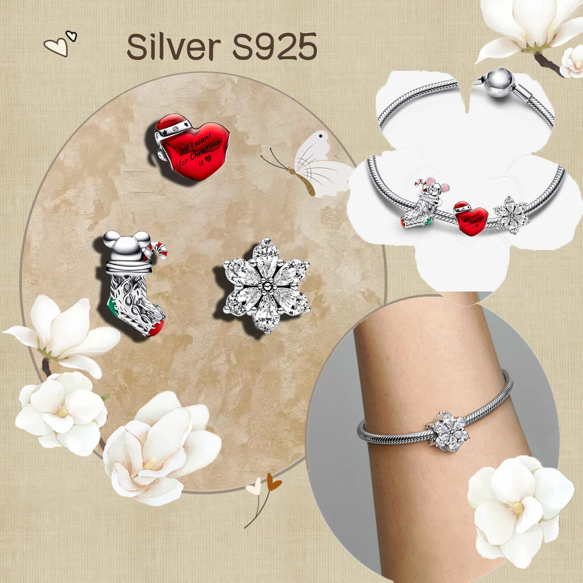 Pure silver S925 women's jewelry pan Danish national heart-shaped surround bracelet small pendant Christmas gift for friends
Pure silver S925 women's jewelry pan Danish national heart-shaped surround bracelet small pendant Christmas gift for friends